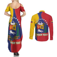 Personalized Venezuela Couples Matching Summer Maxi Dress and Long Sleeve Button Shirt Coat Of Arms Curve Style