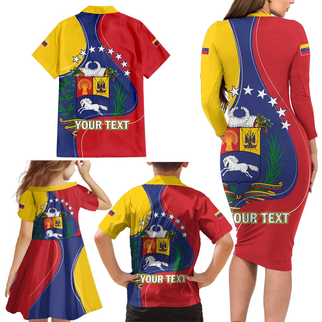 Personalized Venezuela Family Matching Long Sleeve Bodycon Dress and Hawaiian Shirt Coat Of Arms Curve Style