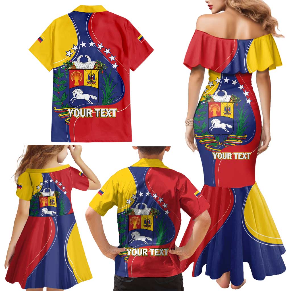 Personalized Venezuela Family Matching Mermaid Dress and Hawaiian Shirt Coat Of Arms Curve Style