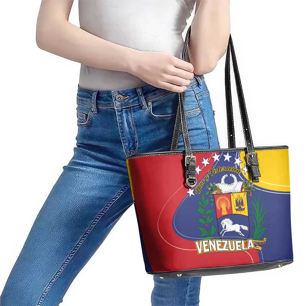 Venezuela Leather Tote Bag Coat Of Arms Curve Style