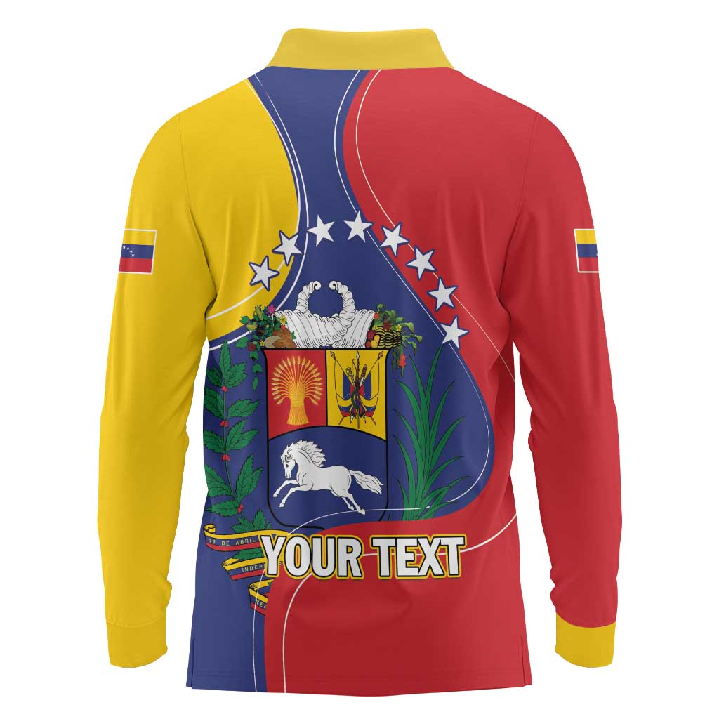 Personalized Venezuela Long Sleeve Polo Shirt Coat Of Arms Curve Style