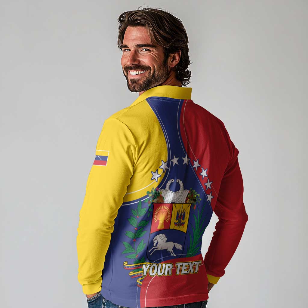 Personalized Venezuela Long Sleeve Polo Shirt Coat Of Arms Curve Style