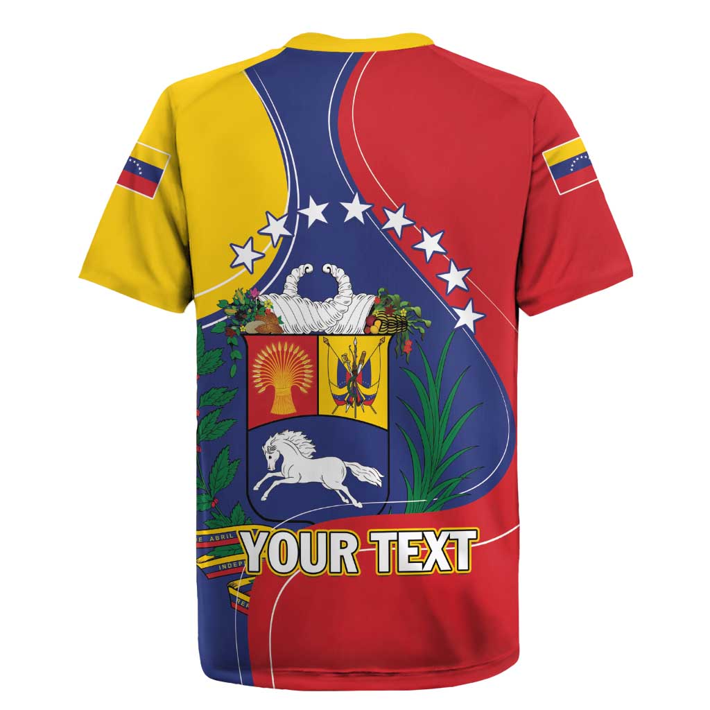Personalized Venezuela Rugby Jersey Coat Of Arms Curve Style