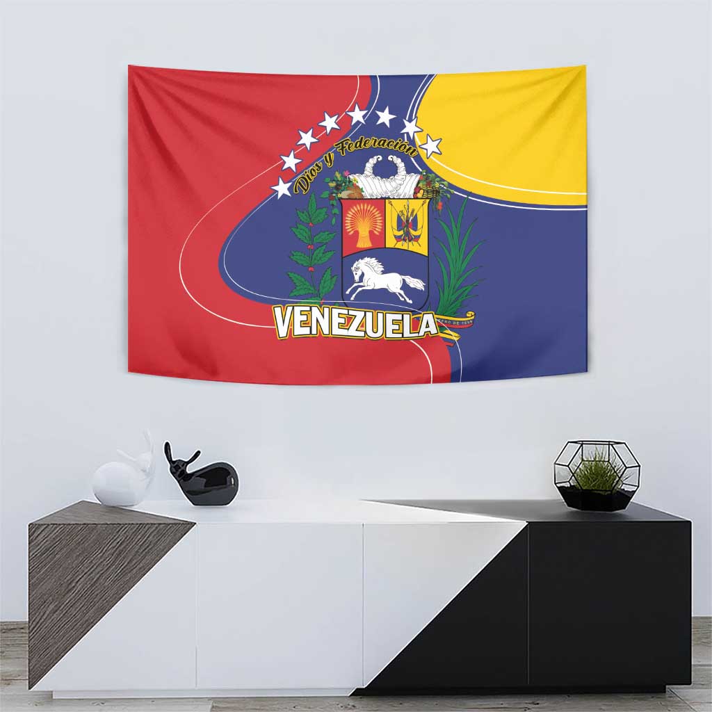 Venezuela Tapestry Coat Of Arms Curve Style