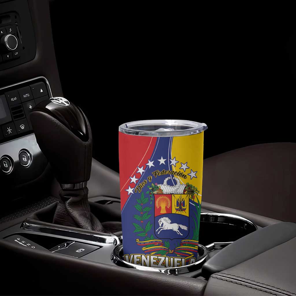 Personalized Venezuela Tumbler Cup Coat Of Arms Curve Style