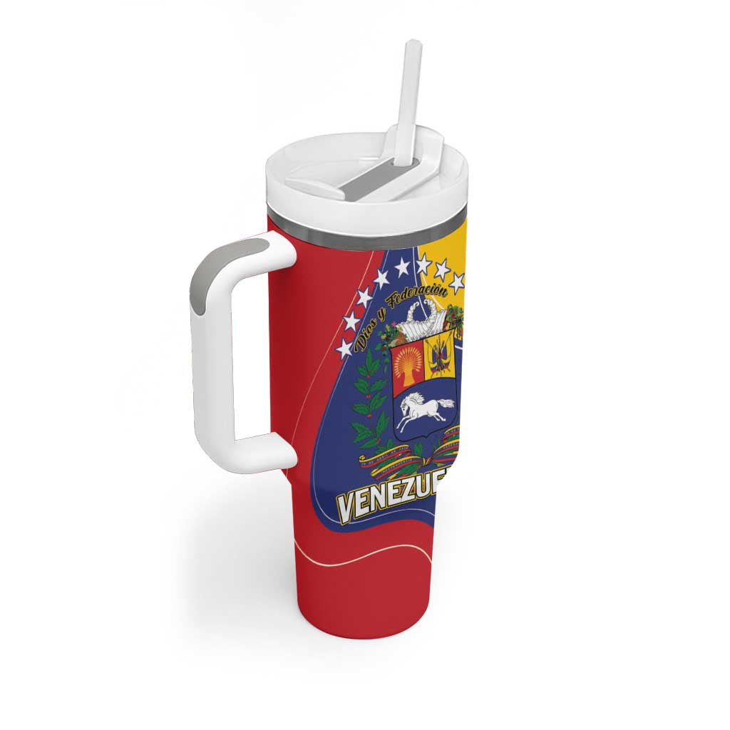 Personalized Venezuela Tumbler With Handle Coat Of Arms Curve Style