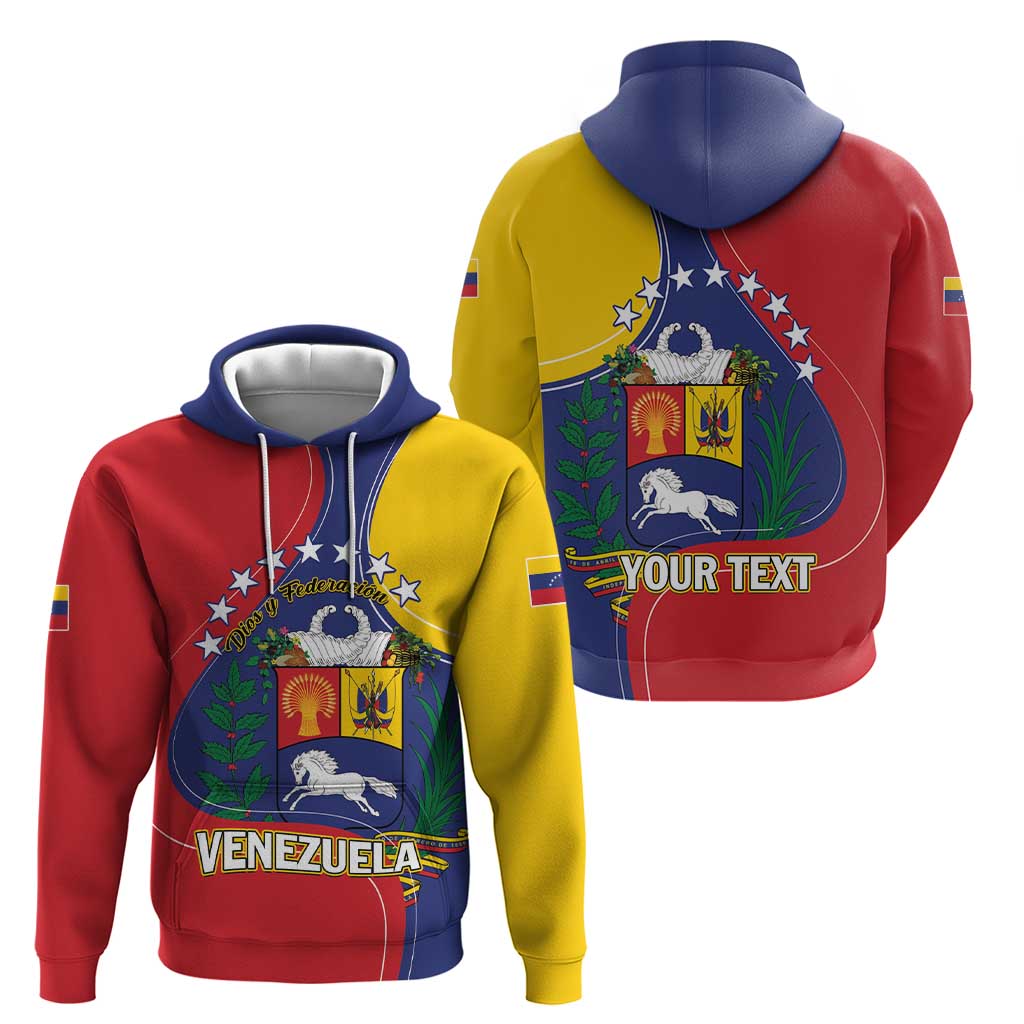 Personalized Venezuela Zip Hoodie Coat Of Arms Curve Style