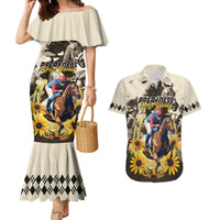 Personalized Preakness Horse Racing Couples Matching Mermaid Dress and Hawaiian Shirt Middle Jewel