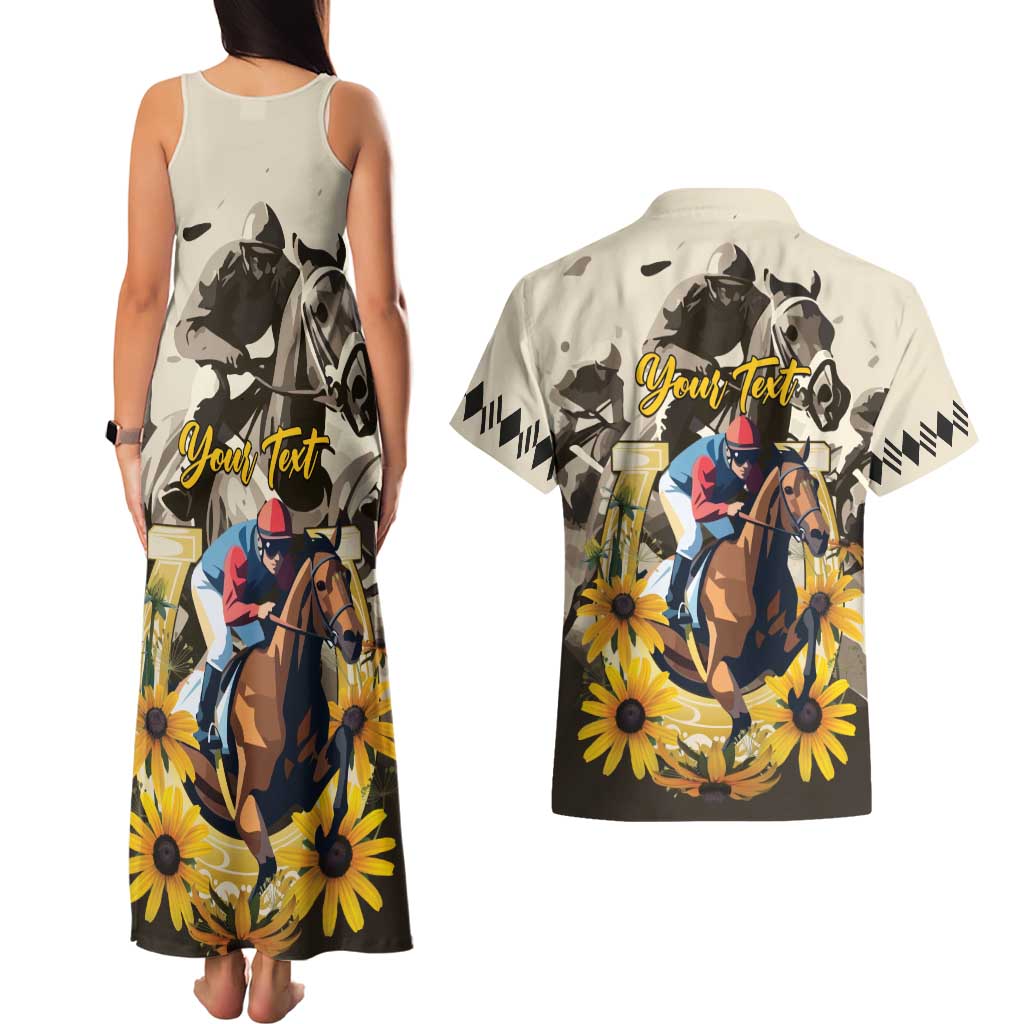 Personalized Preakness Horse Racing Couples Matching Tank Maxi Dress and Hawaiian Shirt Middle Jewel