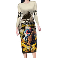 Personalized Preakness Horse Racing Family Matching Long Sleeve Bodycon Dress and Hawaiian Shirt Middle Jewel