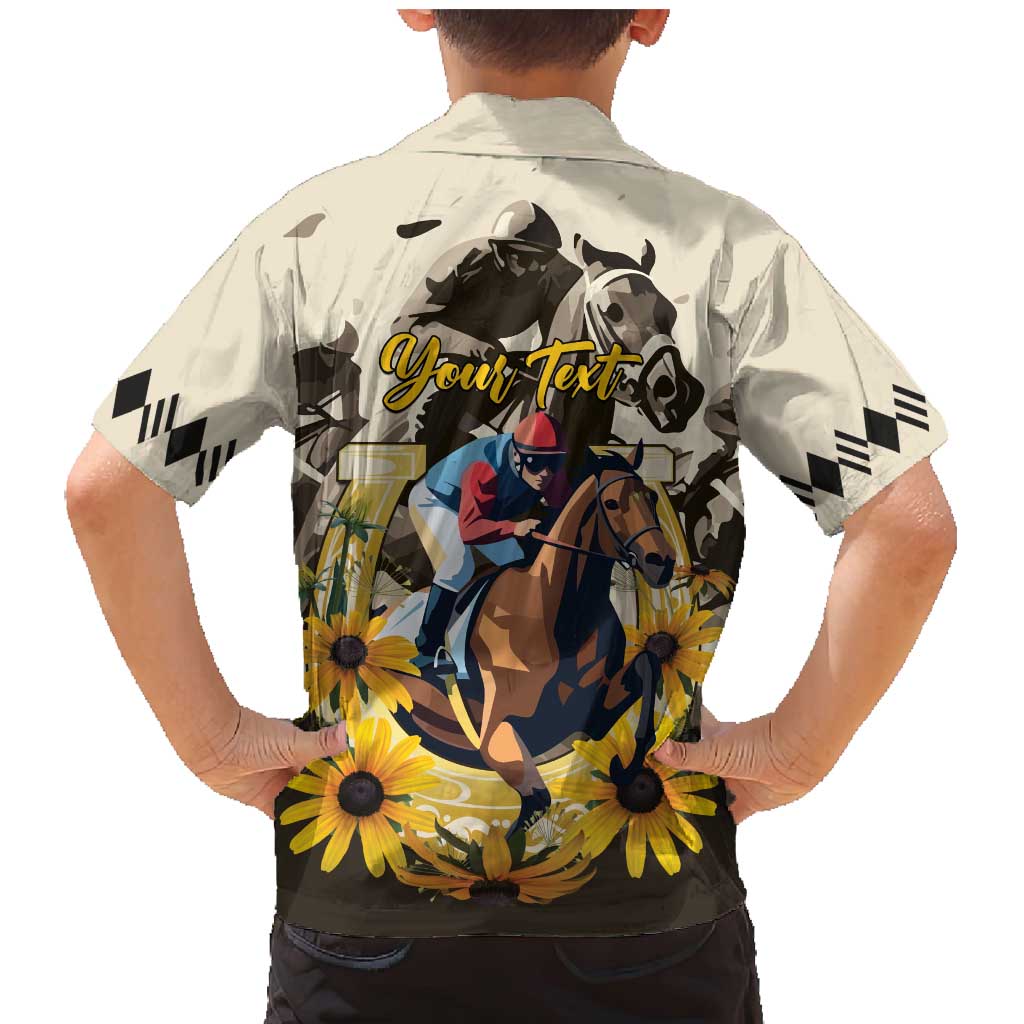 Personalized Preakness Horse Racing Family Matching Mermaid Dress and Hawaiian Shirt Middle Jewel