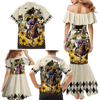 Personalized Preakness Horse Racing Family Matching Mermaid Dress and Hawaiian Shirt Middle Jewel
