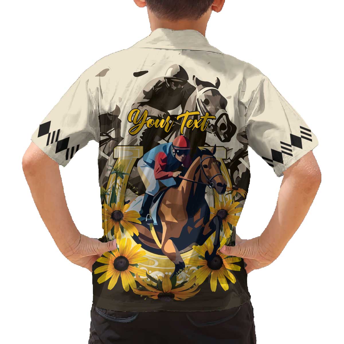 Personalized Preakness Horse Racing Family Matching Off The Shoulder Long Sleeve Dress and Hawaiian Shirt Middle Jewel