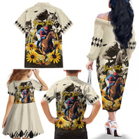 Personalized Preakness Horse Racing Family Matching Off The Shoulder Long Sleeve Dress and Hawaiian Shirt Middle Jewel