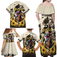 Personalized Preakness Horse Racing Family Matching Off Shoulder Maxi Dress and Hawaiian Shirt Middle Jewel