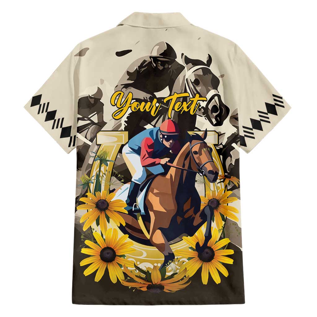 Personalized Preakness Horse Racing Family Matching Short Sleeve Bodycon Dress and Hawaiian Shirt Middle Jewel
