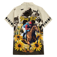 Personalized Preakness Horse Racing Family Matching Short Sleeve Bodycon Dress and Hawaiian Shirt Middle Jewel