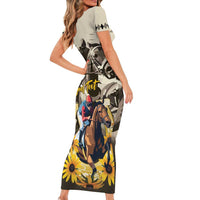 Personalized Preakness Horse Racing Family Matching Short Sleeve Bodycon Dress and Hawaiian Shirt Middle Jewel