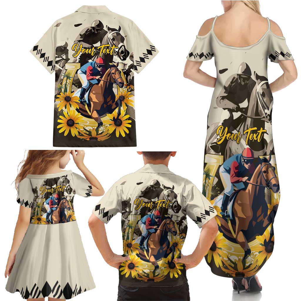 Personalized Preakness Horse Racing Family Matching Summer Maxi Dress and Hawaiian Shirt Middle Jewel