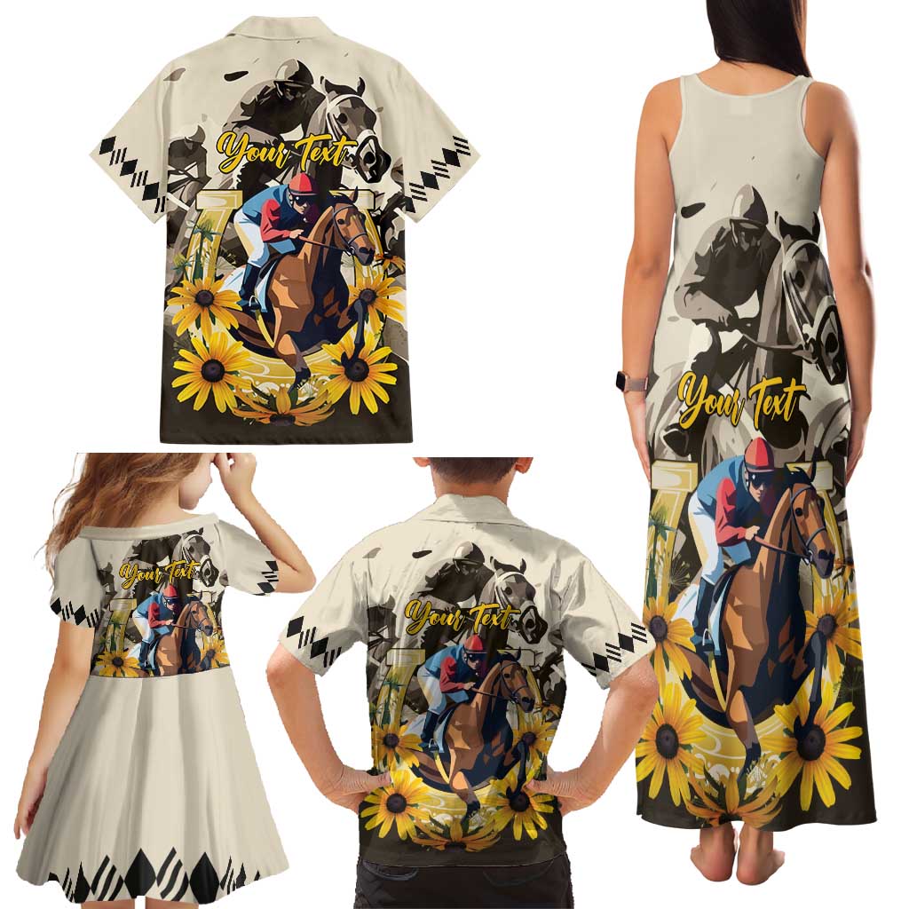 Personalized Preakness Horse Racing Family Matching Tank Maxi Dress and Hawaiian Shirt Middle Jewel