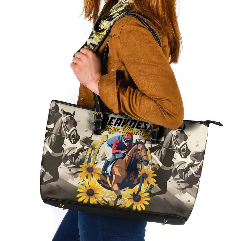 Preakness Horse Racing Leather Tote Bag Middle Jewel