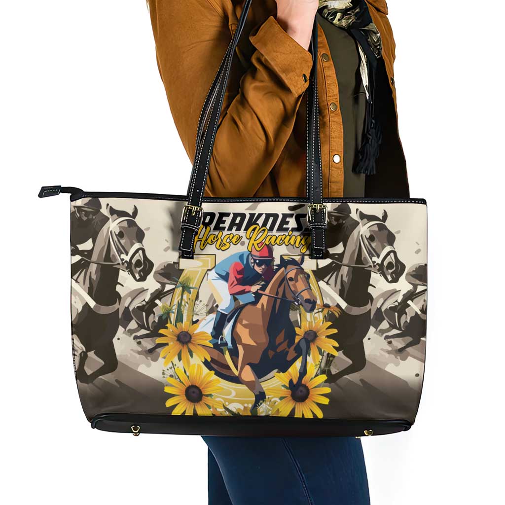 Preakness Horse Racing Leather Tote Bag Middle Jewel