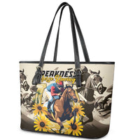 Preakness Horse Racing Leather Tote Bag Middle Jewel
