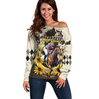 Personalized Preakness Horse Racing Off Shoulder Sweater Middle Jewel