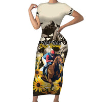Personalized Preakness Horse Racing Short Sleeve Bodycon Dress Middle Jewel