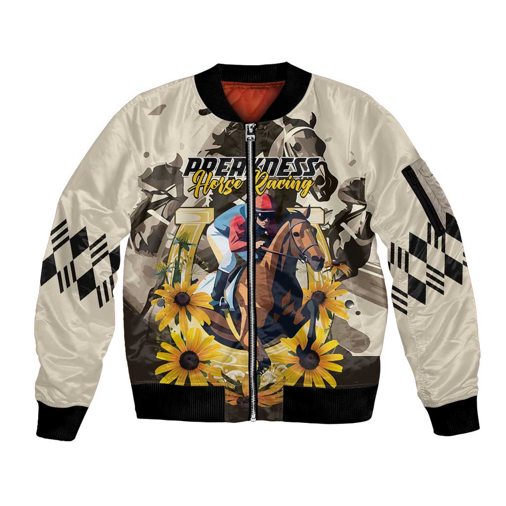 Personalized Preakness Horse Racing Sleeve Zip Bomber Jacket Middle Jewel