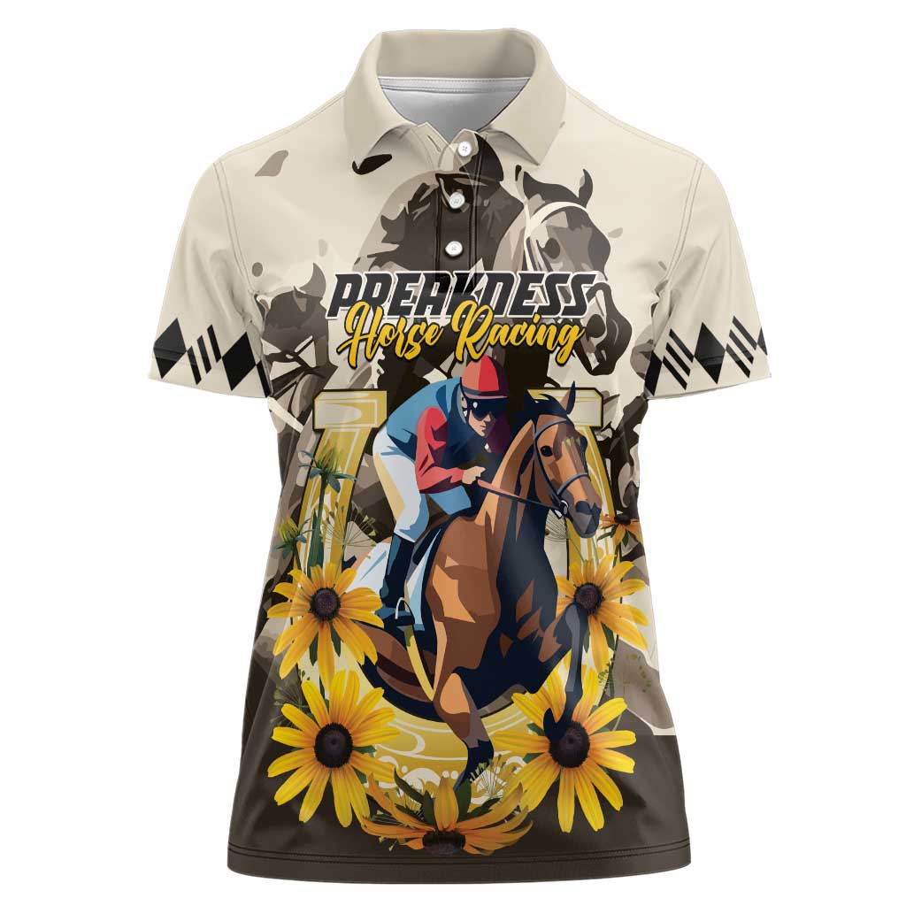 Personalized Preakness Horse Racing Women Polo Shirt Middle Jewel