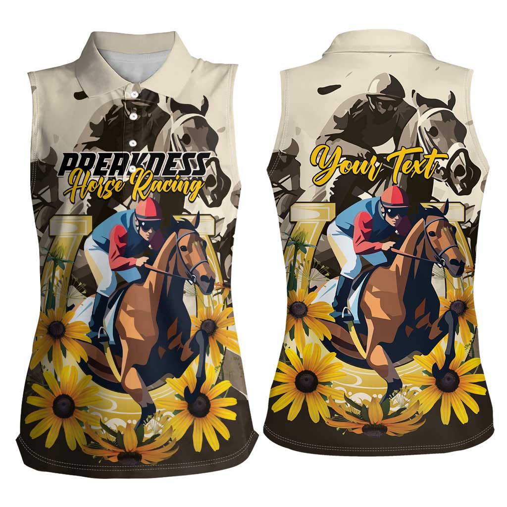 Personalized Preakness Horse Racing Women Sleeveless Polo Shirt Middle Jewel