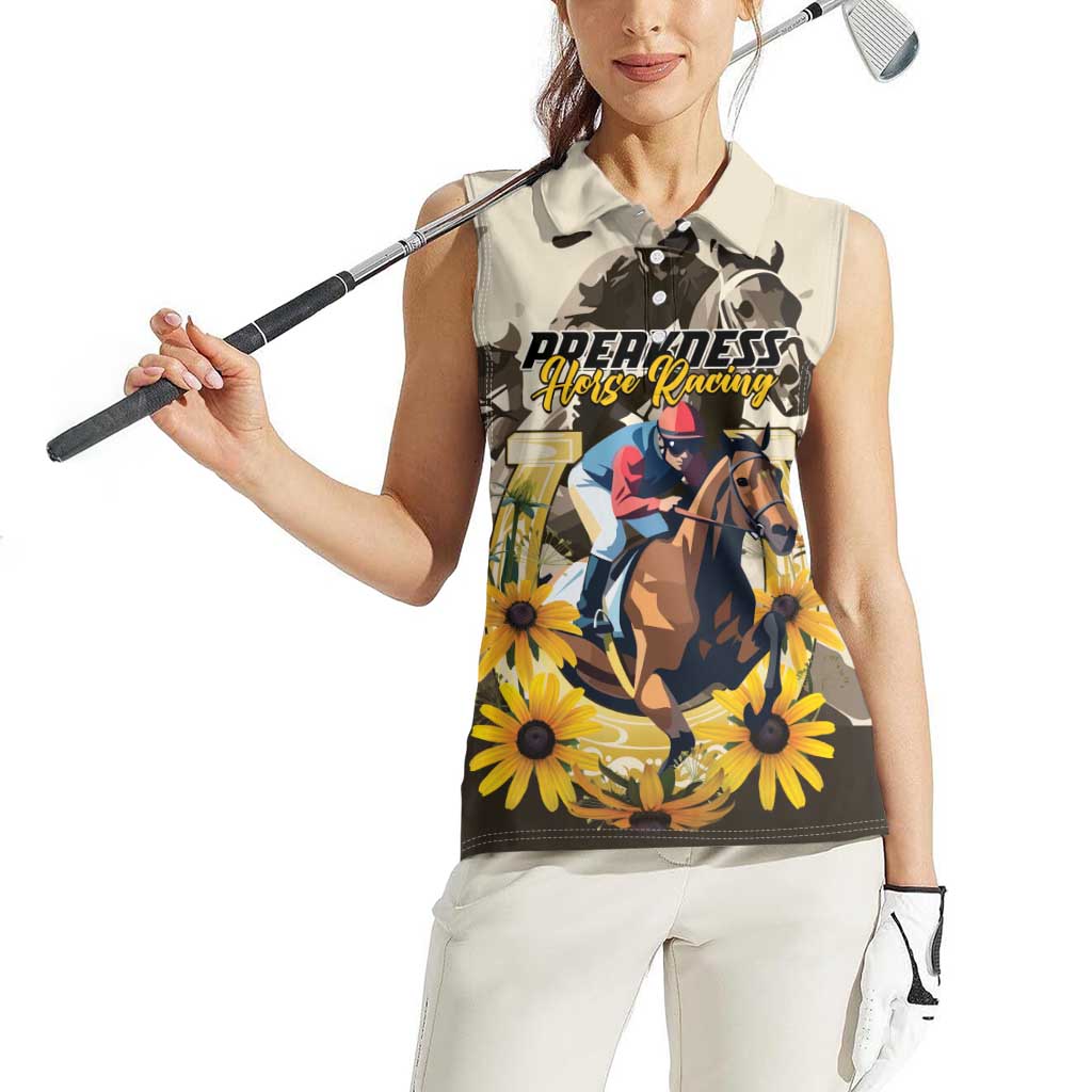 Personalized Preakness Horse Racing Women Sleeveless Polo Shirt Middle Jewel