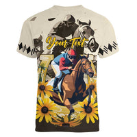Personalized Preakness Horse Racing Women V-Neck T-Shirt Middle Jewel