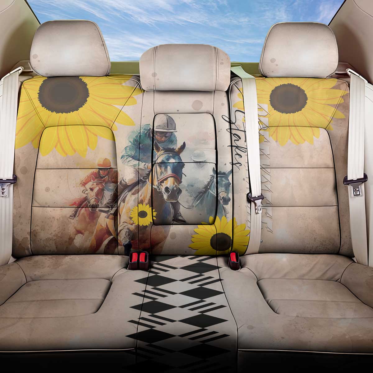 Preakness Horse Racing Back Car Seat Cover Run for the Black Eyed Susans