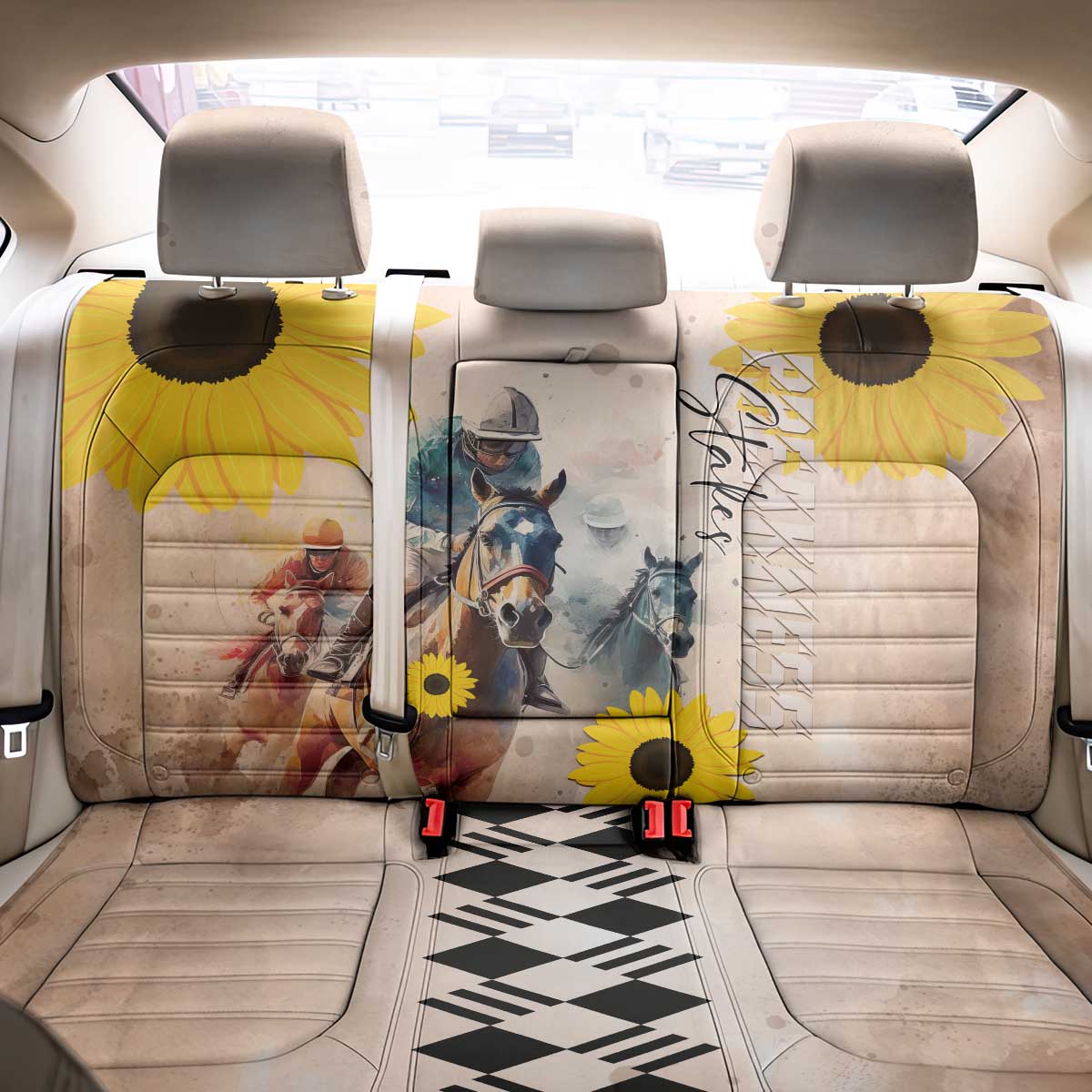 Preakness Horse Racing Back Car Seat Cover Run for the Black Eyed Susans