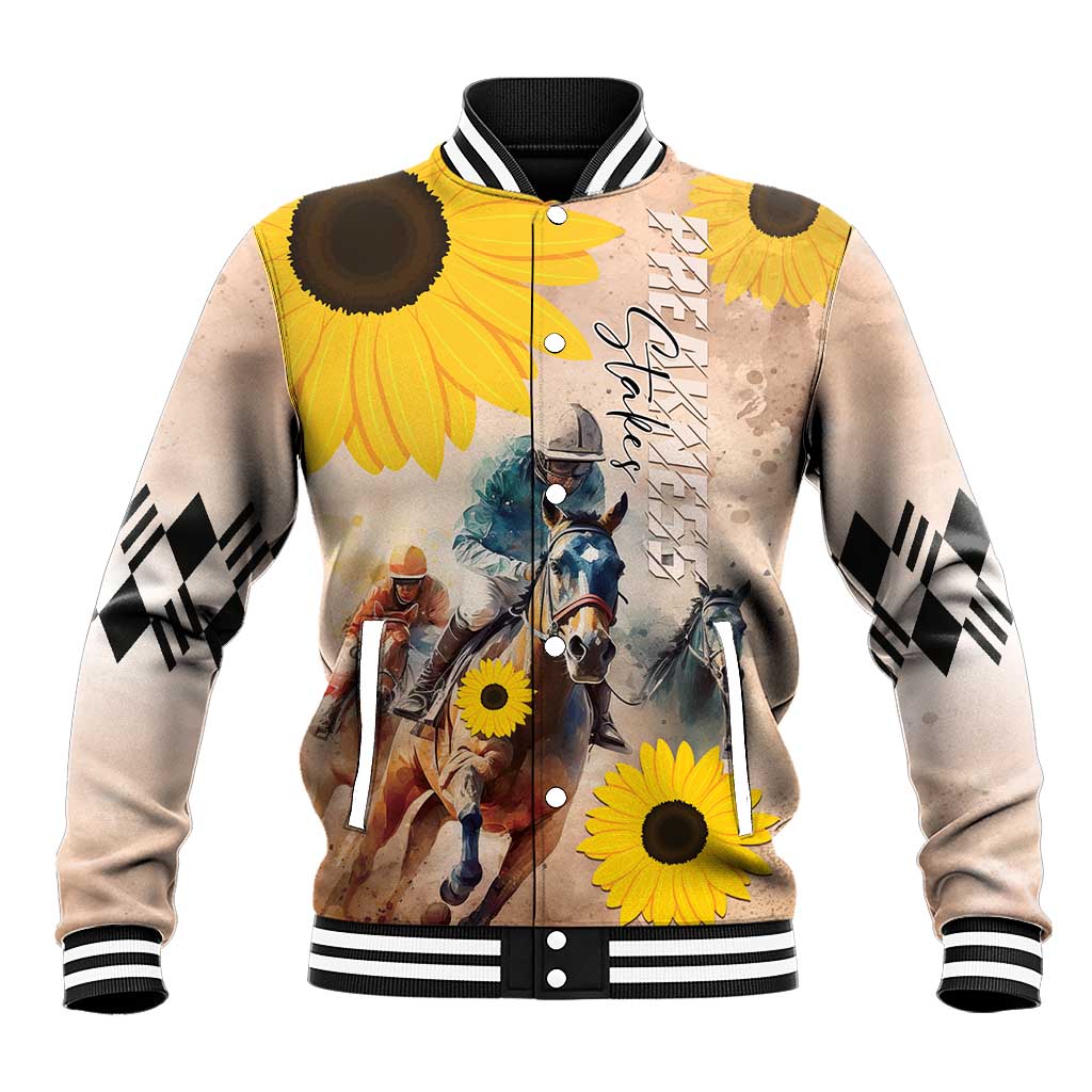 Personalized Preakness Horse Racing Baseball Jacket Run for the Black Eyed Susans