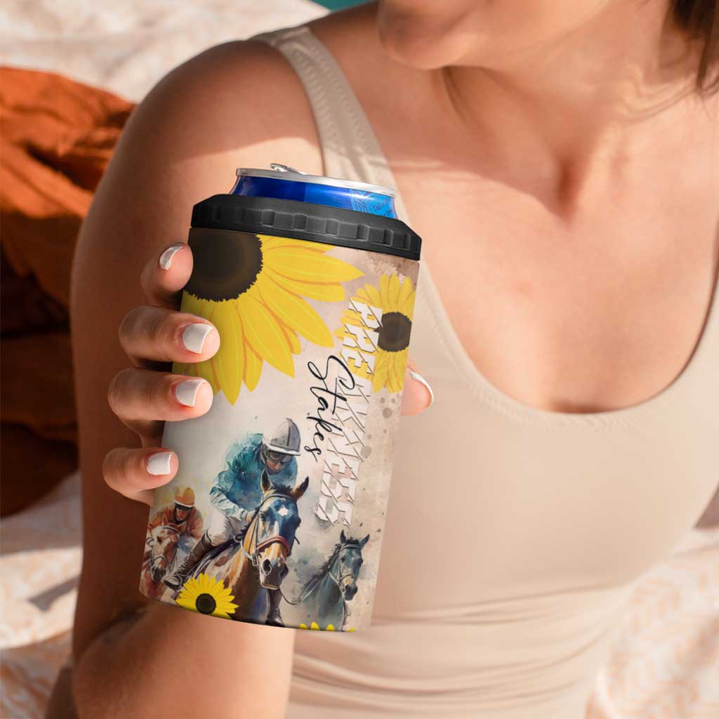 Personalized Preakness Horse Racing 4 in 1 Can Cooler Tumbler Run for the Black Eyed Susans