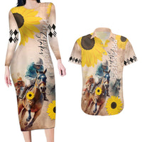 Personalized Preakness Horse Racing Couples Matching Long Sleeve Bodycon Dress and Hawaiian Shirt Run for the Black Eyed Susans