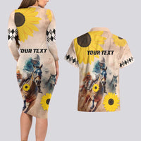 Personalized Preakness Horse Racing Couples Matching Long Sleeve Bodycon Dress and Hawaiian Shirt Run for the Black Eyed Susans