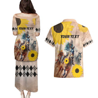 Personalized Preakness Horse Racing Couples Matching Puletasi and Hawaiian Shirt Run for the Black Eyed Susans