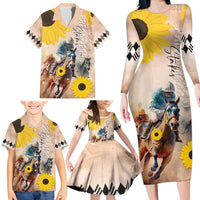 Personalized Preakness Horse Racing Family Matching Long Sleeve Bodycon Dress and Hawaiian Shirt Run for the Black Eyed Susans