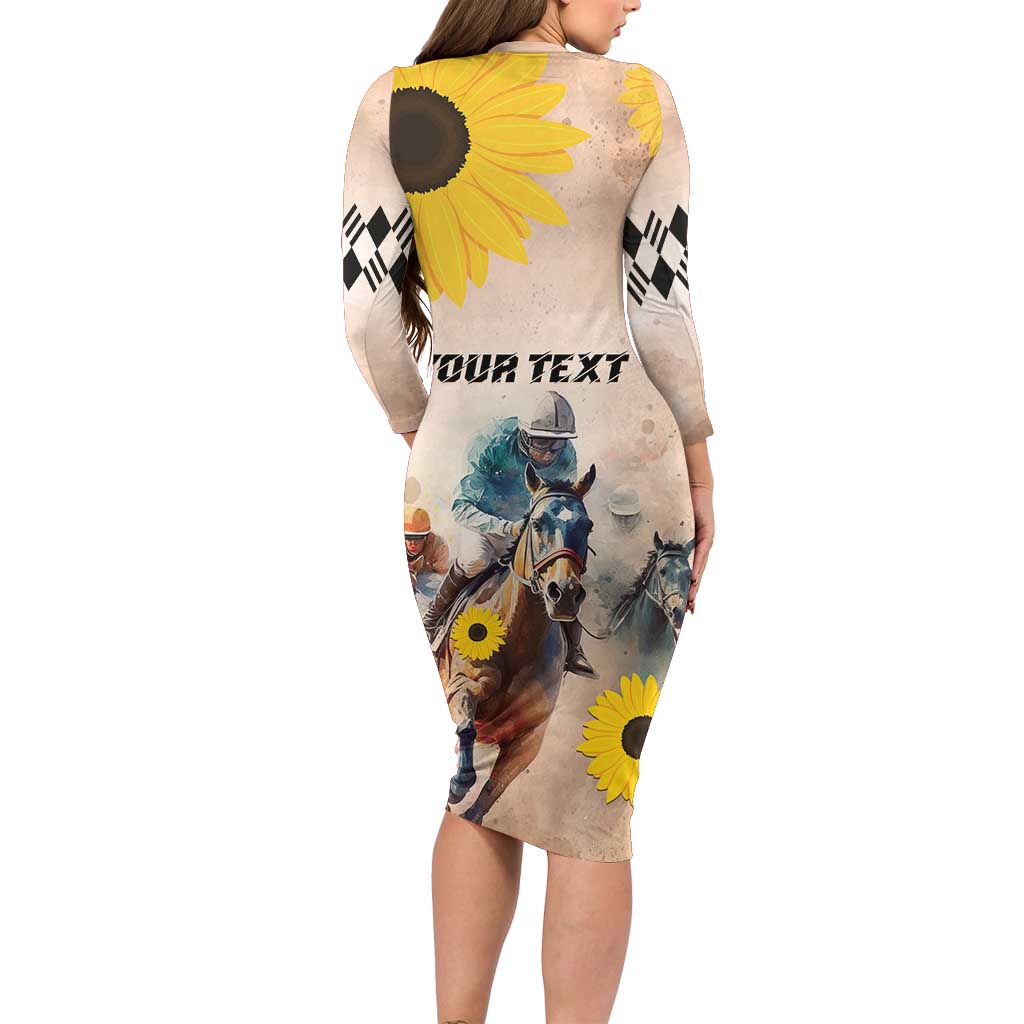 Personalized Preakness Horse Racing Family Matching Long Sleeve Bodycon Dress and Hawaiian Shirt Run for the Black Eyed Susans