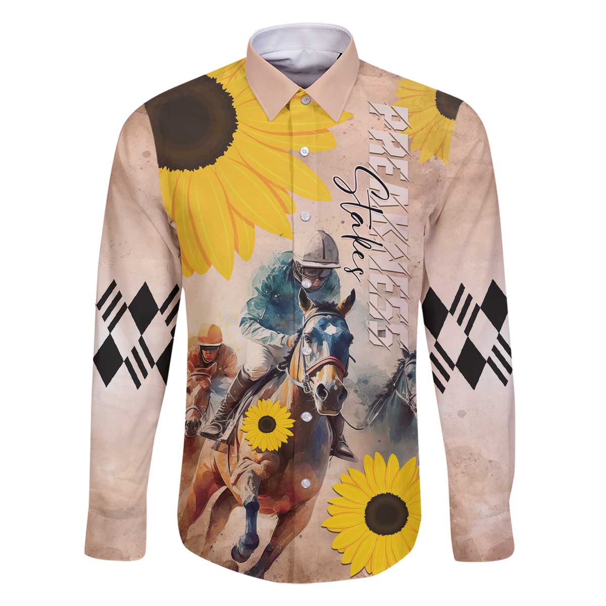 Personalized Preakness Horse Racing Family Matching Off The Shoulder Long Sleeve Dress and Hawaiian Shirt Run for the Black Eyed Susans