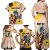 Personalized Preakness Horse Racing Family Matching Off Shoulder Maxi Dress and Hawaiian Shirt Run for the Black Eyed Susans