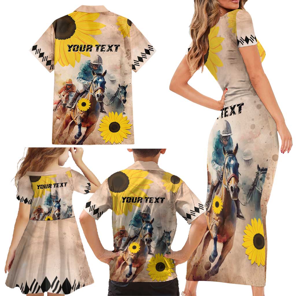 Personalized Preakness Horse Racing Family Matching Short Sleeve Bodycon Dress and Hawaiian Shirt Run for the Black Eyed Susans