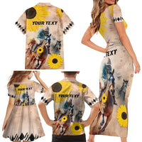 Personalized Preakness Horse Racing Family Matching Short Sleeve Bodycon Dress and Hawaiian Shirt Run for the Black Eyed Susans