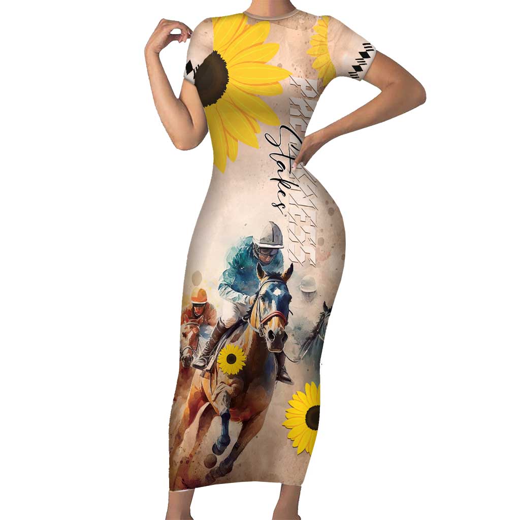 Personalized Preakness Horse Racing Family Matching Short Sleeve Bodycon Dress and Hawaiian Shirt Run for the Black Eyed Susans