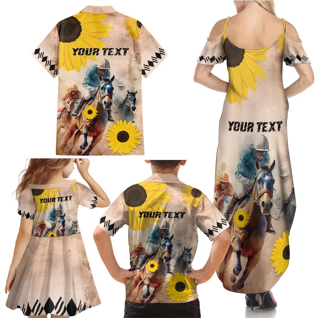 Personalized Preakness Horse Racing Family Matching Summer Maxi Dress and Hawaiian Shirt Run for the Black Eyed Susans
