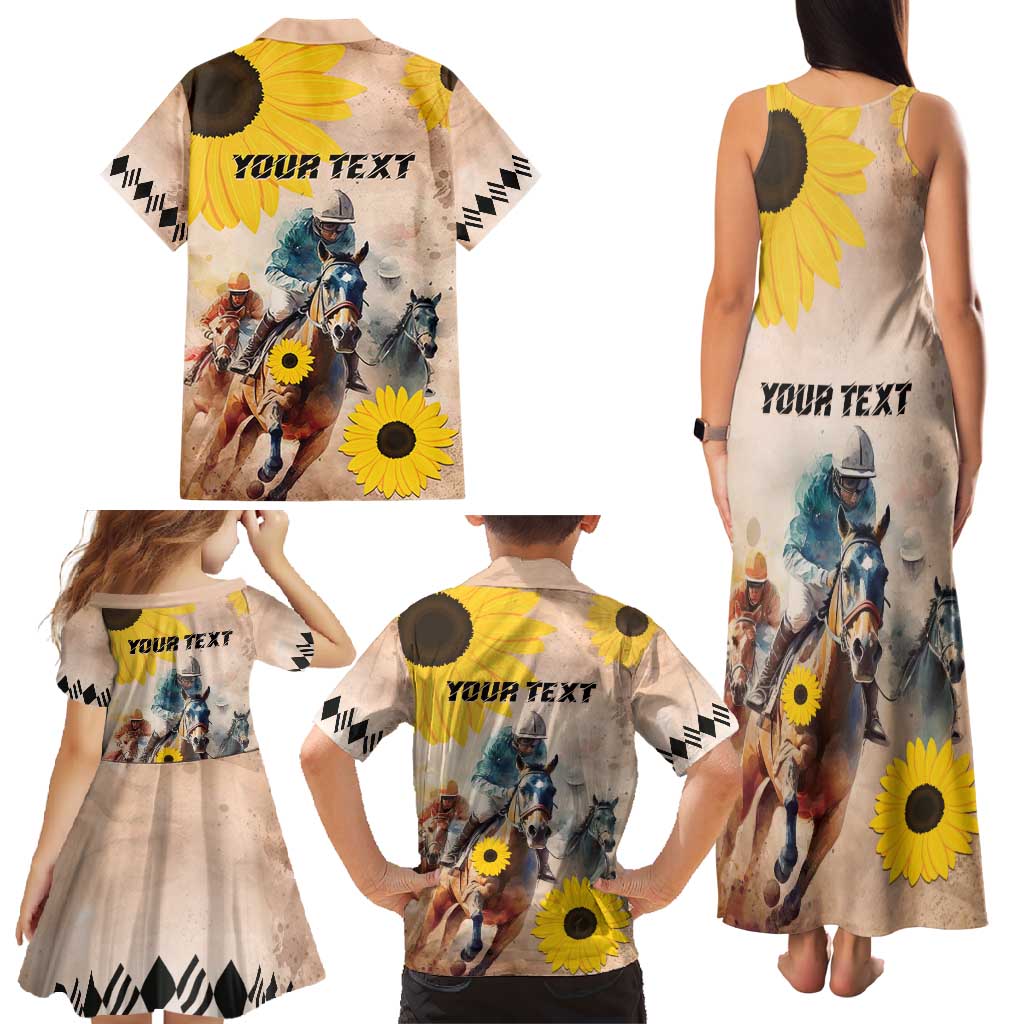 Personalized Preakness Horse Racing Family Matching Tank Maxi Dress and Hawaiian Shirt Run for the Black Eyed Susans